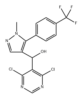 5-Pyrimidinemethanol, 4,6-dichloro-α-[1-methyl-5-[4-(trifluoromethyl)phenyl]-1H-pyrazol-4-yl]- Structure