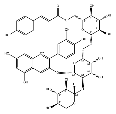 Cyanidin 3-xylosyl-(coumaroyl-glucosyl)-galactoside Structure