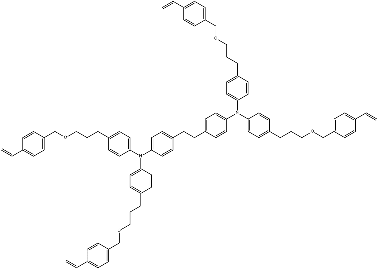 4,4′-(1,2-ethanediyl)bis[N,N-bis[4-[3-[(4-ethenylphenyl)methoxy]propyl]phenyl]benzenamine Structure