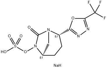 sodium (2S,5R)-7-oxo-2-(5-(trifluoromethyl)-1,3,4-oxadiazol-2-yl)-1,6-diazabicyclo[3.2.1]octan-6-yl sulfate Structure