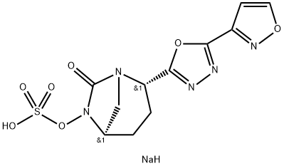sodium (2S,5R)-2-(5-(isoxazol-3-yl)-1,3,4-oxadiazol-2-yl)-7-oxo-1,6-diazabicyclo[3.2.1]octan-6-yl sulfate Structure