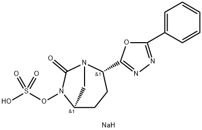 sodium (2S,5R)-7-oxo-2-(5-phenyl-1,3,4-oxadiazol-2-yl)-1,6-diazabicyclo[3.2.1]octan-6-yl sulfate Structure