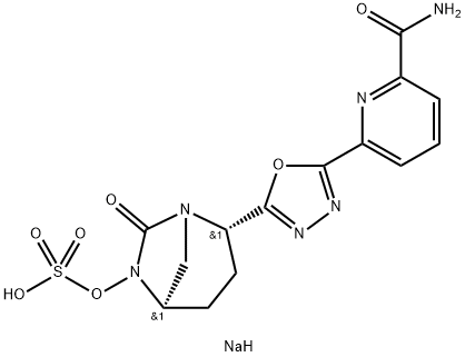 sodium (2S,5R)-2-(5-(6-carbamoylpyridin-2-yl)-1,3,4-oxadiazol-2-yl)-7-oxo-1,6-diazabicyclo[3.2.1]octan-6-yl sulfate Structure