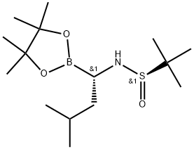 2-Propanesulfinamide, 2-methyl-N-[(1S)-3-methyl-1-(4,4,5,5-tetramethyl-1,3,2-dioxaborolan-2-yl)butyl]-, [S(R)]- Structure