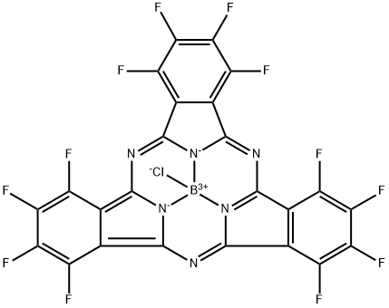 Boron, chloro[1,2,3,4,8,9,10,11,15,16,17,18-dodecafluoro-7,12:14,19-diimino-21,5-nitrilo-5H-tribenzo[c,h,m][1,6,11]triazacyclopentadecinato(2-)-κN22,κN23,κN24]-, (T-4)- Structure