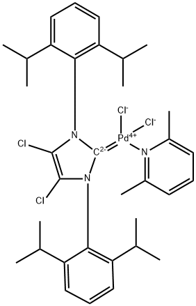 Palladium, [1,3-bis[2,6-bis(1-methylethyl)phenyl]-4,5-dichloro-1,3-dihydro-2H-imidazol-2-ylidene]dichloro(2,6-dimethylpyridine)-, (SP-4-1)- Structure