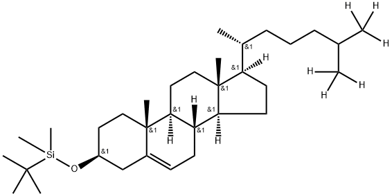 Cholest-5-ene-26,26,26,27,27,27-d6, 3-[[(1,1-dimethylethyl)dimethylsilyl]oxy]-, (3β)- 구조식 이미지