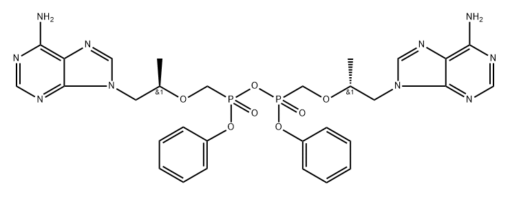 Diphosphonic acid, P,P'-bis[[(1R)-2-(6-amino-9H-purin-9-yl)-1-methylethoxy]methyl]-, P,P'-diphenyl ester 구조식 이미지