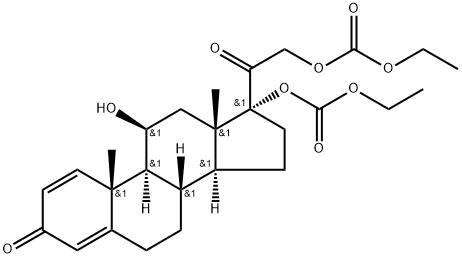 Pregna-1,4-diene-3,20-dione, 17,21-bis[(ethoxycarbonyl)oxy]-11-hydroxy-, (11β)- Structure