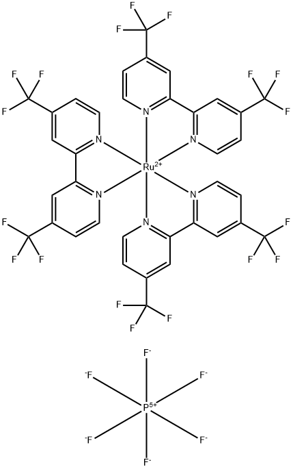 Ruthenium(2+), tris[4,4'-bis(trifluoromethyl)-2,2'-bipyridine-N,N']-, (OC-6-11)-, bis[hexafluorophosphate(1-)] (9CI) Structure