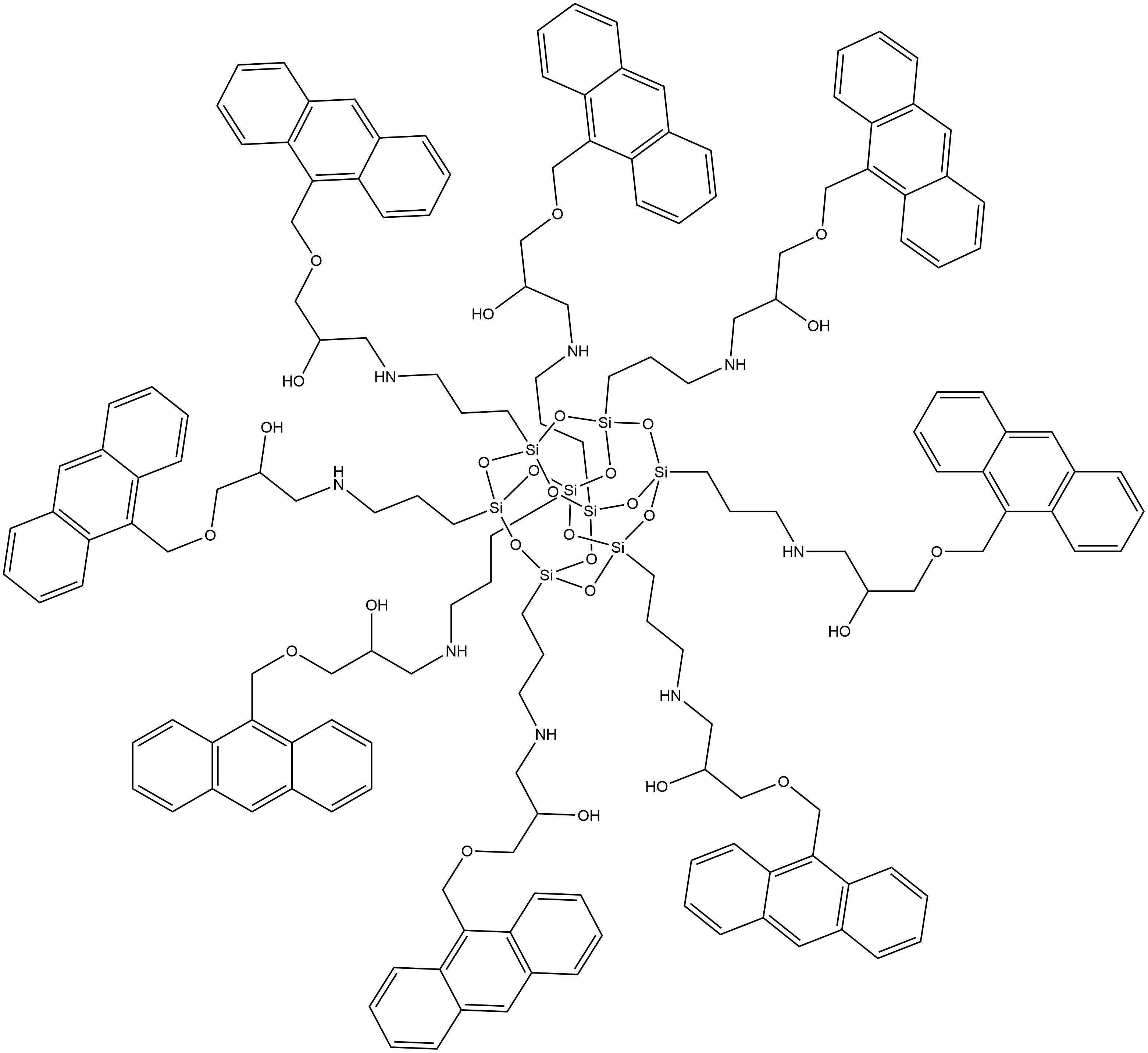 2-Propanol, 1,1',1'',1''',1'''',1''''',1'''''',1'''''''-[pentacyclo[9.5.1.13,9.15,15.17,13]octasiloxane-1,3,5,7,9,11,13,15-octayloctakis(3,1-propanediylimino)]octakis[3- Structure