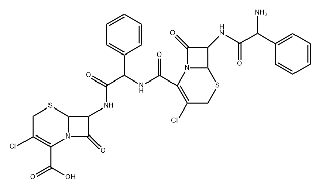 5-Thia-1-azabicyclo[4.2.0]oct-2-ene-2-carboxylic acid, 7-[[[[[7-[(aminophenylacetyl)amino]-3-chloro-8-oxo-5-thia-1-azabicyclo[4.2.0]oct-2-en-2-yl]carbonyl]amino]phenylacetyl]amino]-3-chloro-8-oxo-, [6R-[2[R*(6R*,7R*)],6α,7β(R*)]]- (9CI) Structure