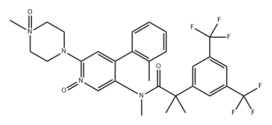 Benzeneacetamide, N,α,α-trimethyl-N-[6-(4-methyl-4-oxido-1-piperazinyl)-4-(2-methylphenyl)-1-oxido-3-pyridinyl]-3,5-bis(trifluoromethyl)- Structure