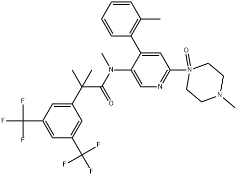 Benzeneacetamide, N,α,α-trimethyl-N-[6-(4-methyl-1-oxido-1-piperazinyl)-4-(2-methylphenyl)-3-pyridinyl]-3,5-bis(trifluoromethyl)- Structure