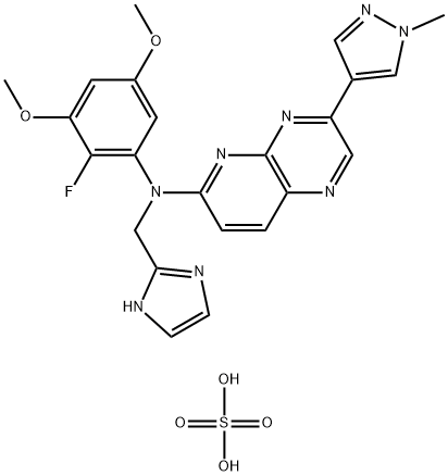 N-(2-Fluoro-3,5-dimethoxyphenyl)-N-(1H-imidazol-2-ylmethyl)-3-(1-methyl-1H-pyrazol-4-yl)pyrido[2,3-b]pyrazin-6-amine, sulfate Structure