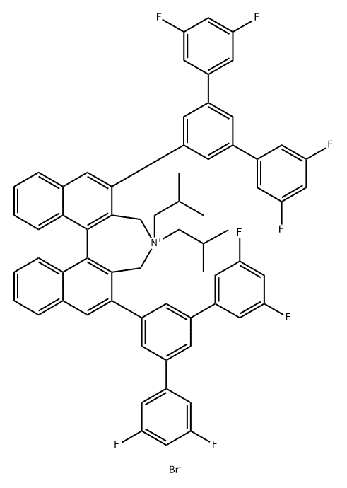 3H-Dinaphth[2,1-c:1',2'-e]azepinium, 4,5-dihydro-4,4-bis(2-methylpropyl)-2,6-bis(3,3'',5,5''-tetrafluoro[1,1':3',1''-terphenyl]-5'-yl)-, bromide (1:1), (11bS)- Structure