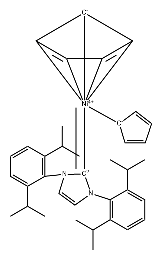 Nickel, [1,3-bis[2,6-bis(1-methylethyl)phenyl]-1,3-dihydro-2H-imidazol-2-ylidene](η5-2,4-cyclopentadien-1-yl)-2,4-cyclopentadien-1-yl- Structure