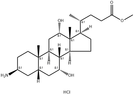 Cholan-24-oic acid, 3-amino-7,12-dihydroxy-, methyl ester, hydrochloride (1:1), (3β,5β,7α,12α)- Structure