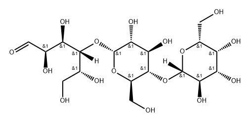 O-beta-D-Galactopyranosyl-(1-4)-O-alpha-D-glucopyranosyl-(1-4)-D-glucose 구조식 이미지