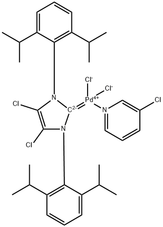 Palladium, [1,3-bis[2,6-bis(1-methylethyl)phenyl]-4,5-dichloro-1,3-dihydro-2H-imidazol-2-ylidene]dichloro(3-chloropyridine-κN)-, (SP-4-1)- Structure