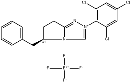(5R)-6,7-dihydro-5-(phenylmethyl)-2-(2,4,6-trichlorophenyl)-5H-Pyrrolo[2,1-c]-1,2,4-triazolium tetrafluoroborate 구조식 이미지