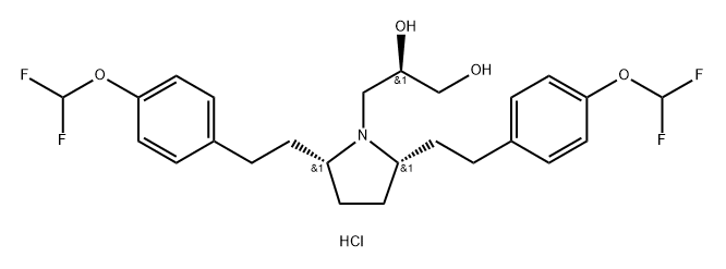 1,2-Propanediol, 3-[(2R,5S)-2,5-bis[2-[4-(difluoromethoxy)phenyl]ethyl]-1-pyrrolidinyl]-, hydrochloride (1:1), (2R)- Structure