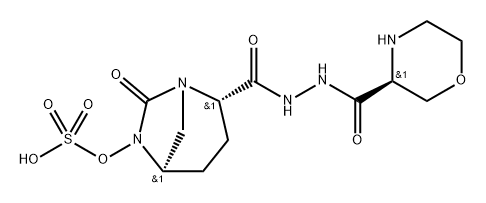 sulfuric acid mono[2-(N'-((S)-morpholin-3-ylcarbonyl)hydrazinocarbonyl)-7-oxo-1,6-diazabicyclo[3.2.1]oct-6-yl] ester Structure