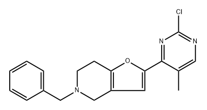 2-(2-Chloro-5-methyl-4-pyrimidinyl)-4,5,6,7-tetrahydro-5-(phenylmethyl)furo[3,2-c]pyridine 구조식 이미지