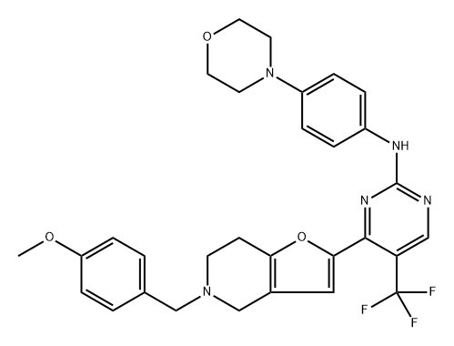 N-[4-(4-Morpholinyl)phenyl]-4-[4,5,6,7-tetrahydro-5-[(4-methoxyphenyl)methyl]furo[3,2-c]pyridin-2-yl]-5-(trifluoromethyl)-2-pyrimidinamine Structure