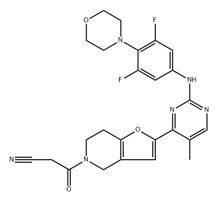 2-[2-[[3,5-Difluoro-4-(4-morpholinyl)phenyl]amino]-5-methyl-4-pyrimidinyl]-6,7-dihydro-β-oxofuro[3,2-c]pyridine-5(4H)-propanenitrile Structure