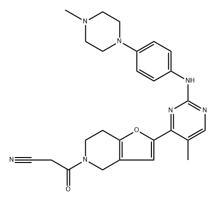 6,7-Dihydro-2-[5-methyl-2-[[4-(4-methyl-1-piperazinyl)phenyl]amino]-4-pyrimidinyl]-β-oxofuro[3,2-c]pyridine-5(4H)-propanenitrile Structure