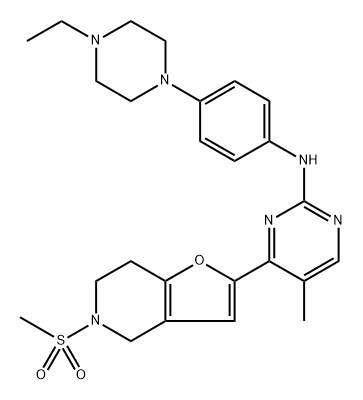 N-[4-(4-Ethyl-1-piperazinyl)phenyl]-5-methyl-4-[4,5,6,7-tetrahydro-5-(methylsulfonyl)furo[3,2-c]pyridin-2-yl]-2-pyrimidinamine Structure