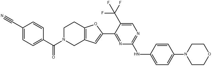 4-[[6,7-Dihydro-2-[2-[[4-(4-morpholinyl)phenyl]amino]-5-(trifluoromethyl)-4-pyrimidinyl]furo[3,2-c]pyridin-5(4H)-yl]carbonyl]benzonitrile Structure