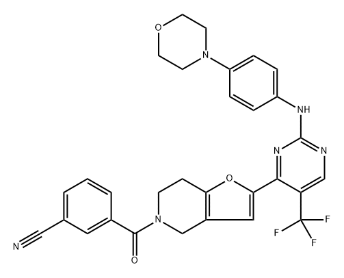 3-[[6,7-Dihydro-2-[2-[[4-(4-morpholinyl)phenyl]amino]-5-(trifluoromethyl)-4-pyrimidinyl]furo[3,2-c]pyridin-5(4H)-yl]carbonyl]benzonitrile Structure