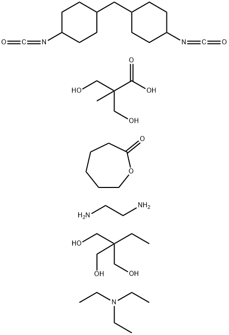 Propanoic acid, 3-hydroxy-2-(hydroxymethyl)-2-methyl-, polymer with 1,2-ethanediamine, 2-ethyl-2-(hydroxymethyl)-1,3-propanediol, 1,1'-methylenebis[4-isocyanatocyclohexane] and 2-oxepanone, compd. with N,N-diethylethanamine Structure