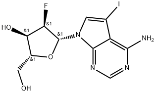 4-amino-7-[2-deoxy-2-fluoro-β-D-ribofuranosyl]-5-iodo-7Hpyrrolo[2,3-d]pyrimidine 구조식 이미지