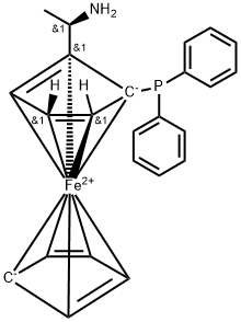 Ferrocene, 1-[(1R)-1-aminoethyl]-2-(diphenylphosphino)- 구조식 이미지