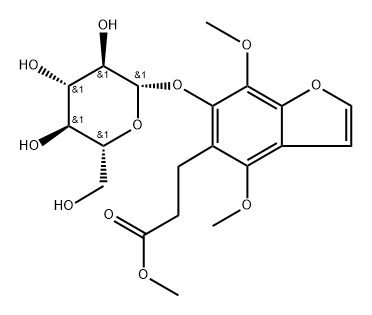 5-Benzofuranpropanoic acid, 6-(β-D-glucopyranosyloxy)-4,7-dimethoxy-, methyl ester 구조식 이미지