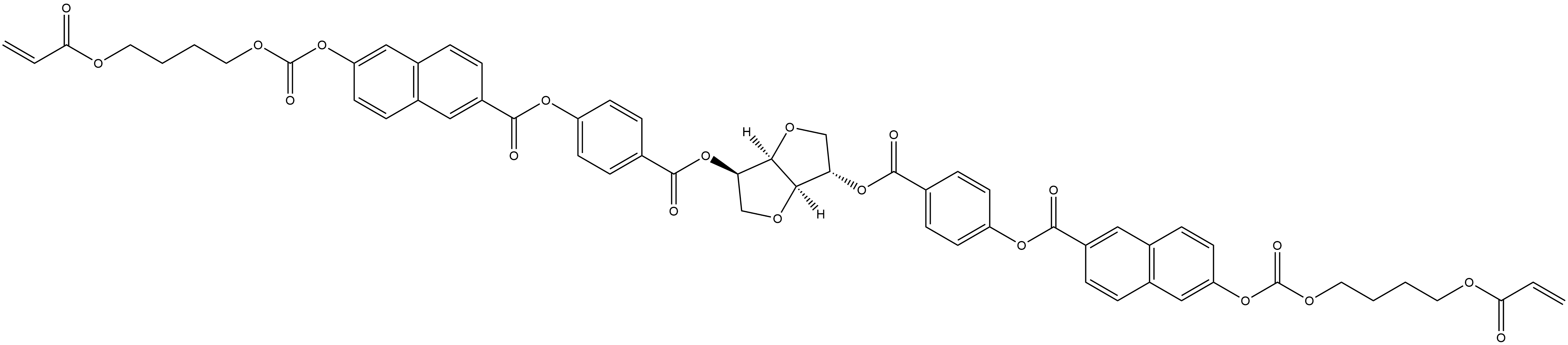 D-Glucitol, 1,4:3,6-dianhydro-, 2,5-bis[4-[[[6-[[[4-[(1-oxo-2-propen-1-yl)oxy]butoxy]carbonyl]oxy]-2-naphthalenyl]carbonyl]oxy]benzoate] Structure