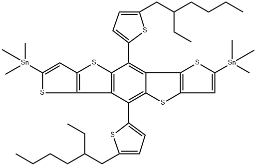 2,7-bis(trimethyltin)-5,10-bis[5-(2-ethylhexyl)-2-thienyl]dithieno[2,3-d:2',3'-d']benzo[1,2-b:4,5-b']dithiophene 구조식 이미지