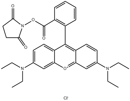 Xanthylium, 3,6-bis(diethylamino)-9-[2-[[(2,5-dioxo-1-pyrrolidinyl)oxy]carbonyl]phenyl]-, chloride (1:1) Structure