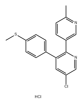 2,3'-Bipyridine, 5-chloro-6'-methyl-3-[4-(methylthio)phenyl]-, hydrochloride (1:1) Structure