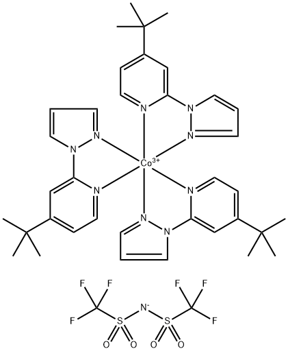 Tris[4-(1,1-dimethylethyl)-2-(1H-pyrazol-1-yl)pyridine]cobalt salt with 1,1,1-trifluoro-N-[(trifluoromethyl)sulfonyl]methanesulfonamide (1:3) Structure