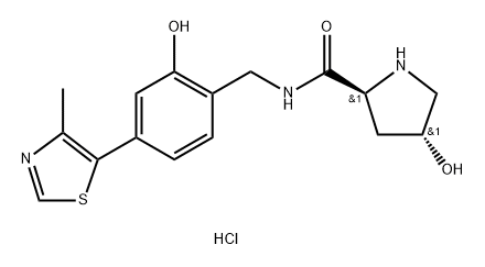2-Pyrrolidinecarboxamide, 4-hydroxy-N-[[2-hydroxy-4-(4-methyl-5-thiazolyl)phenyl]methyl]-, hydrochloride (1:1), (2S,4R)- Structure