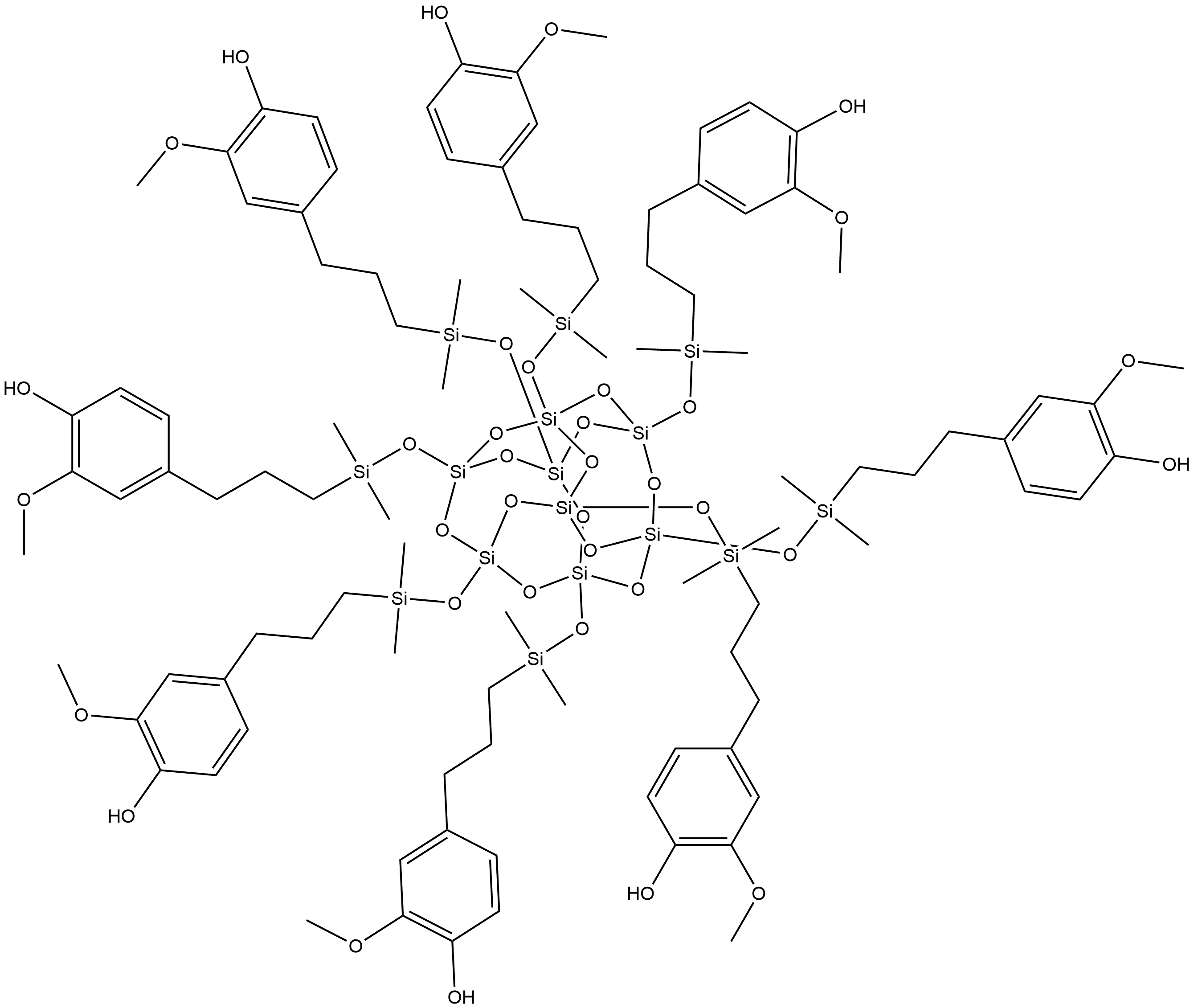 Phenol, 4,4',4'',4''',4'''',4''''',4'''''',4'''''''-[pentacyclo[9.5.1.13,9.15,15.17,13]octasiloxane-1,3,5,7,9,11,13,15-octayloctakis[oxy(dimethylsilylene)-3,1- Structure