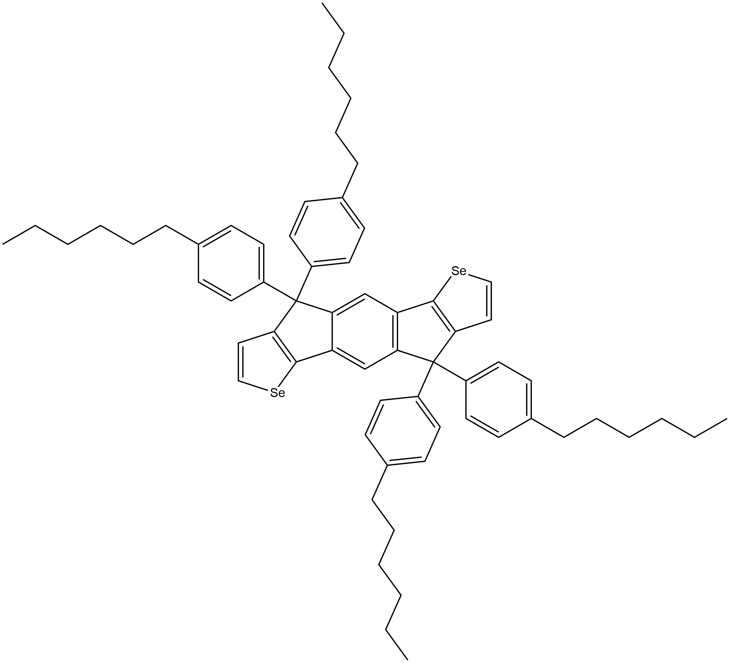 4,4,9,9-tetrakis(4-hexylphenyl)-4,9-dihydro-s-indaceno[1,2-b:5,6-b']diselenophene Structure