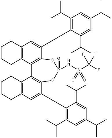 1,1,1-Trifluoro-N-[(11bR)-8,9,10,11,12,13,14,15-octahydr
o-4-oxido-2,6-bis[2,4,6-trisisopropylphenyl]dinaphtho[2,1
-d:1',2'-f][1,3,2]dioxaphosphepin-4-yl]methanesulfonamid
e,99%e.e. Structure