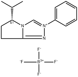 5H-Pyrrolo[2,1-c]-1,2,4-triazolium, 6,7-dihydro-5-(1-methylethyl)-2-phenyl-, (5R)-, tetrafluoroborate(1-) (1:1) Structure