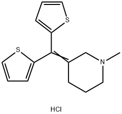 Piperidine, 3-(di-2-thienylmethylene)-1-methyl-, hydrochloride (1:1) Structure