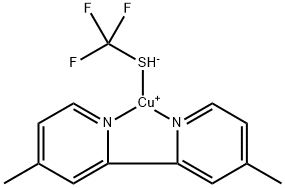 Copper, (4,4'-dimethyl-2,2'-bipyridine-κN1,κN1')(1,1,1-trifluoromethanethiolato-κS)- Structure